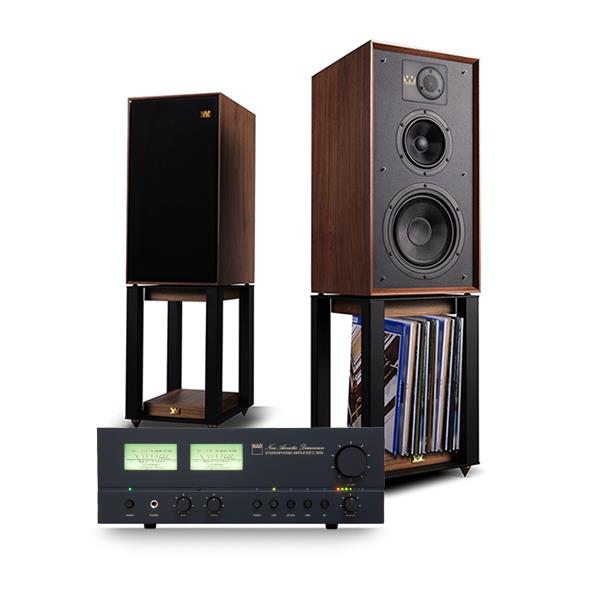 NAD C 3030 Integrated Amplifier Wharfedale LINTON Speakers with Wharfedale LINTON Stands