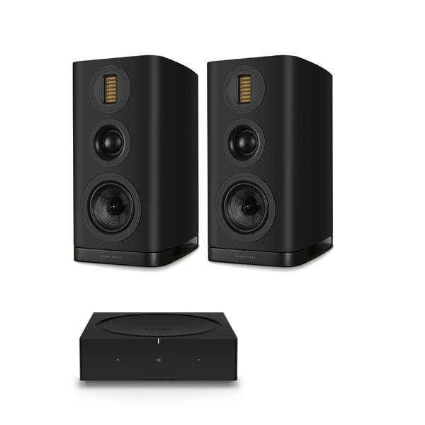 Sonos Amp   Wireless Music Streamer / Amplifier Wharfedale EVO 5.2 Bookshelf Speakers
