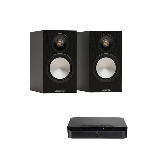 Bluesound POWERNODE EDGE Hi-Res Wireless Music Streamer / Amplifier Monitor Audio Bronze 50 7G Bookshelf Speakers