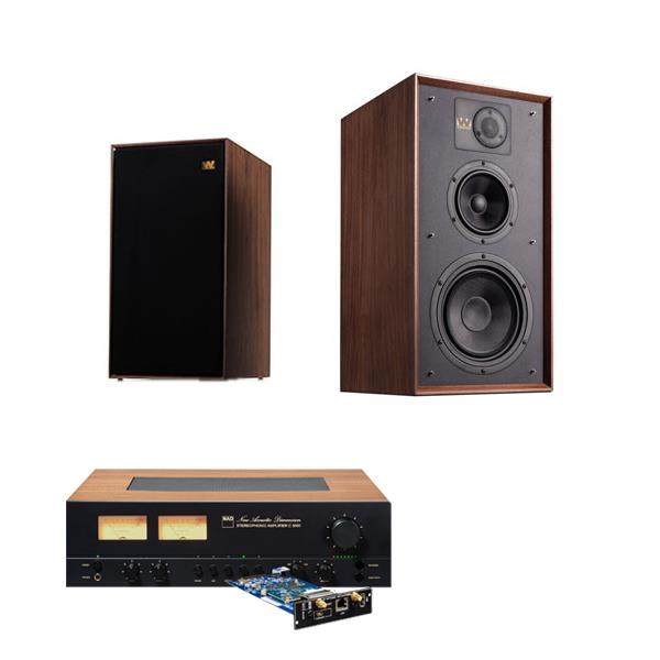 NAD C 3050 Integrated Amplifier with NAD MDC2 BluOS-D Module Wharfedale LINTON Bookshelf Speakers