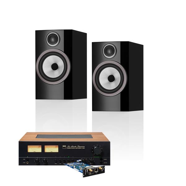NAD C 3050 Integrated Amplifier with NAD MDC2 BluOS-D Module Bowers & Wilkins 706 S3 Bookshelf Speakers