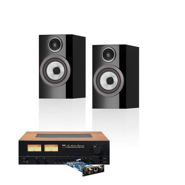 NAD C 3050 Integrated Amplifier with NAD MDC2 BluOS-D Module Bowers & Wilkins 707 S3 Bookshelf Speakers