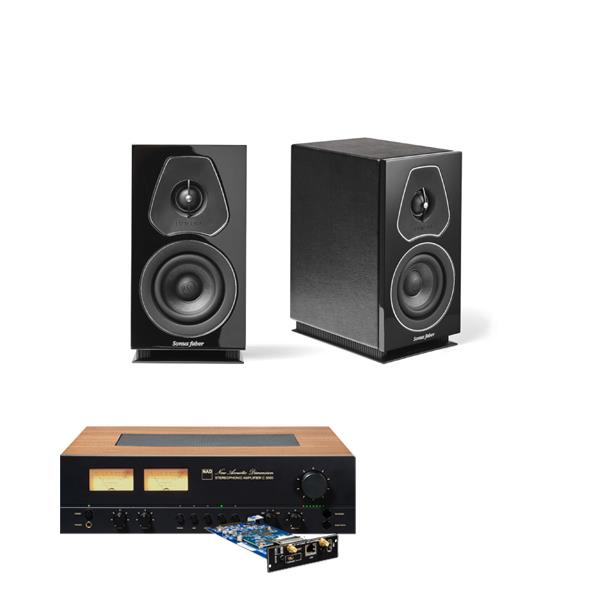 NAD C 3050 Integrated Amplifier with NAD MDC2 BluOS-D Module Sonus faber Lumina I Bookshelf Speakers