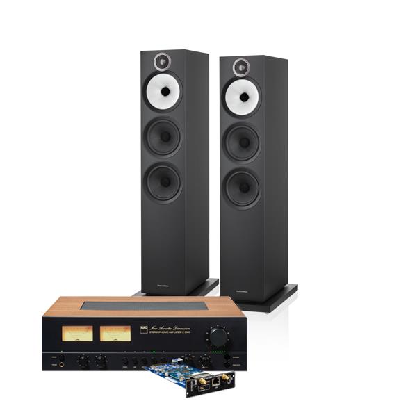NAD C 3050 Integrated Amplifier with NAD MDC2 BluOS-D Module Bowers & Wilkins 603 S3 Floorstanding Speakers