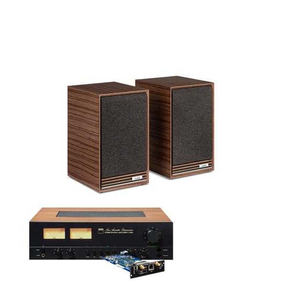 NAD C 3050 Integrated Amplifier with NAD MDC2 BluOS-D Module Ruark Audio Sabre-R Bookshelf Speakers