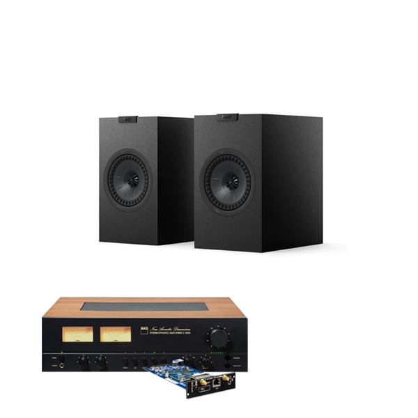 NAD C 3050 Integrated Amplifier with NAD MDC2 BluOS-D Module KEF Q1 Meta Bookshelf Speakers