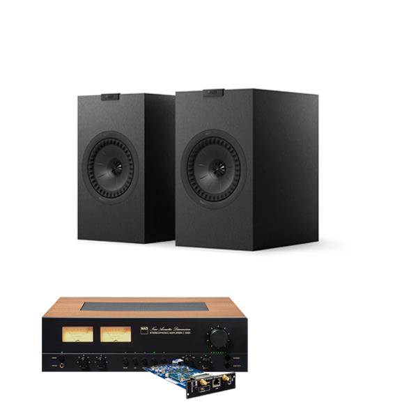 NAD C 3050 Integrated Amplifier with NAD MDC2 BluOS-D Module KEF Q3 Meta Bookshelf Speakers