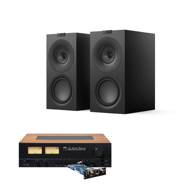 NAD C 3050 Integrated Amplifier with NAD MDC2 BluOS-D Module KEF Q Concerto Meta Bookshelf Speakers