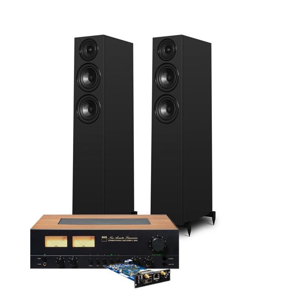 NAD C 3050 Integrated Amplifier with NAD MDC2 BluOS-D Module Wharfedale Diamond 12.3i Floorstanding Speakers