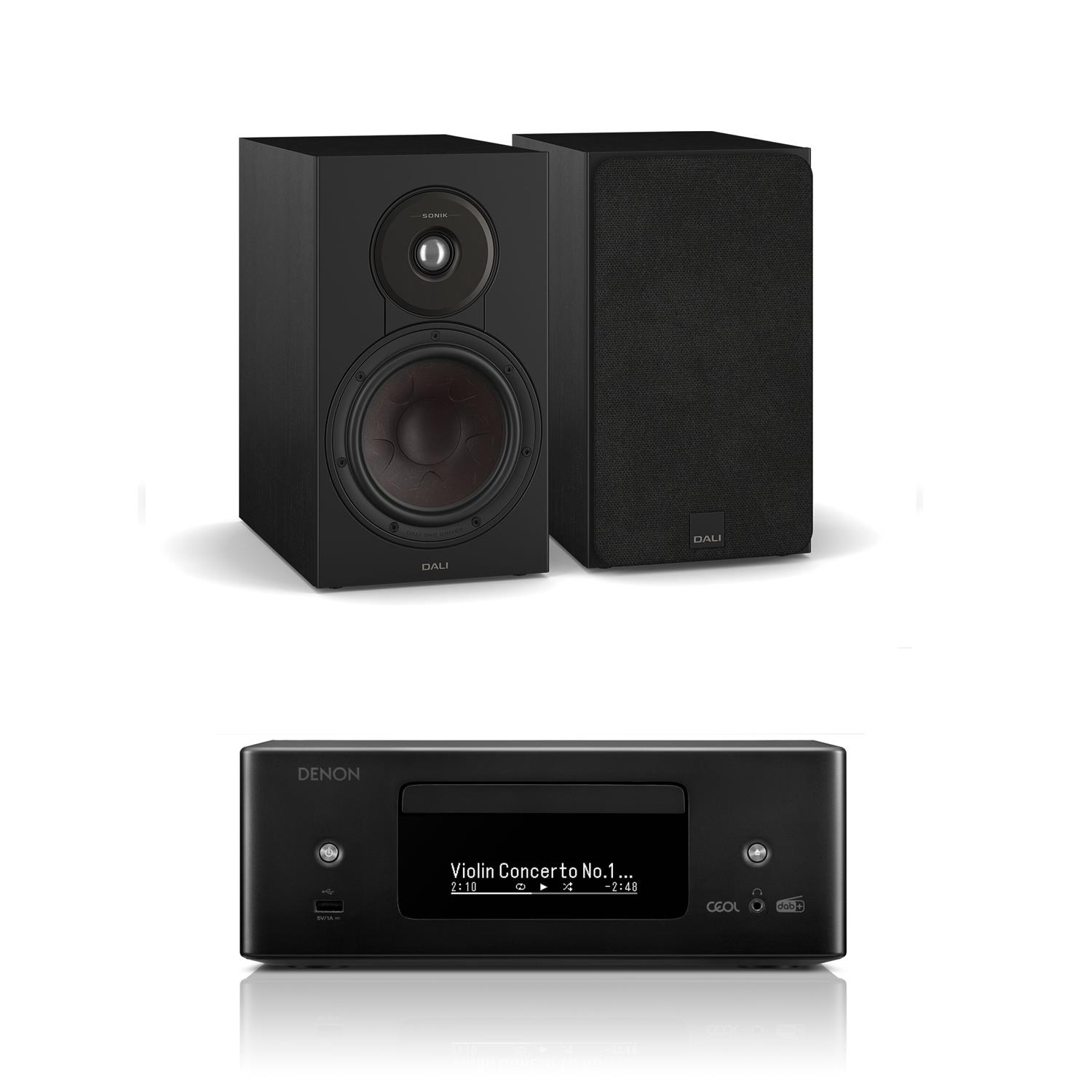 Denon CEOL RCD-N12DAB CD/DAB/Streaming System DALI SONIK 3 Bookshelf Speakers