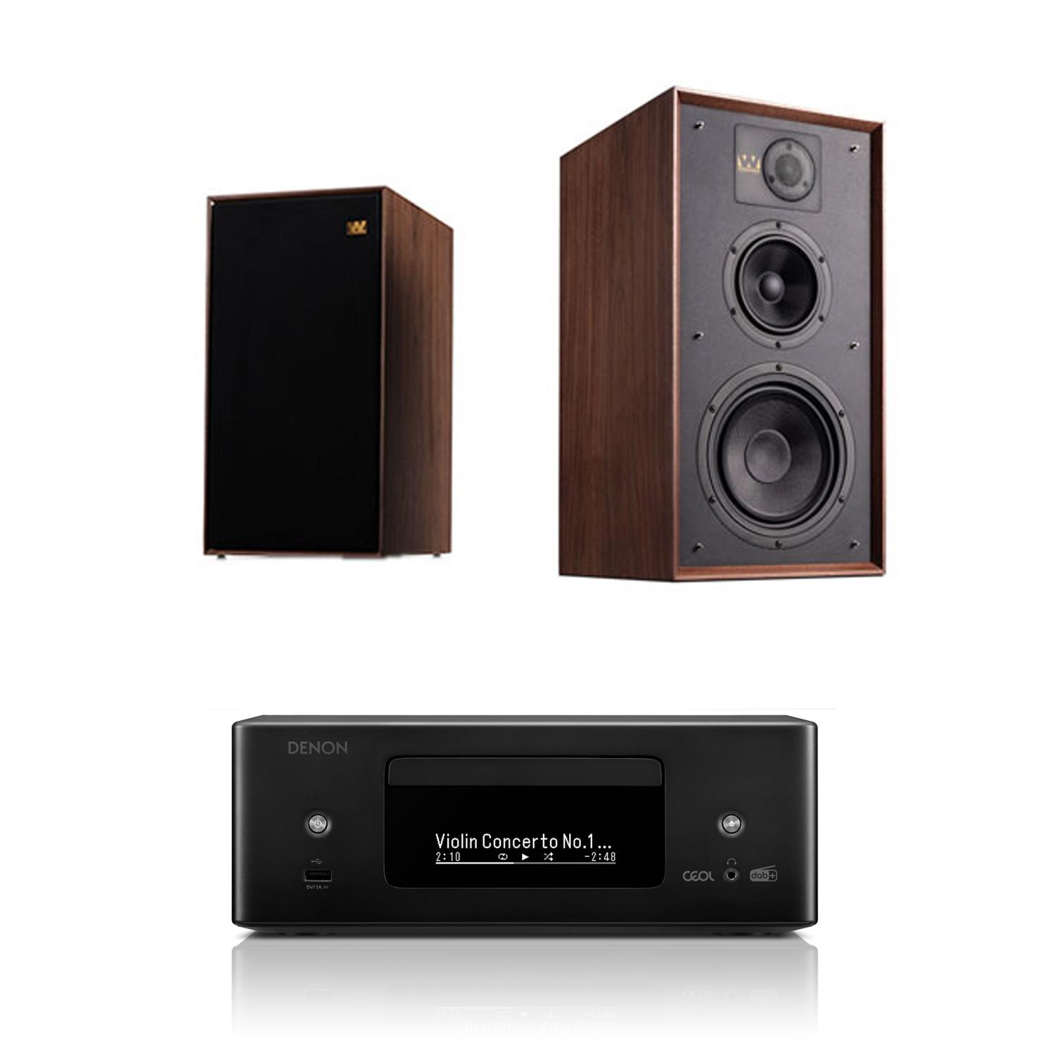 Denon CEOL RCD-N12DAB CD/DAB/Streaming System Wharfedale LINTON Bookshelf Speakers