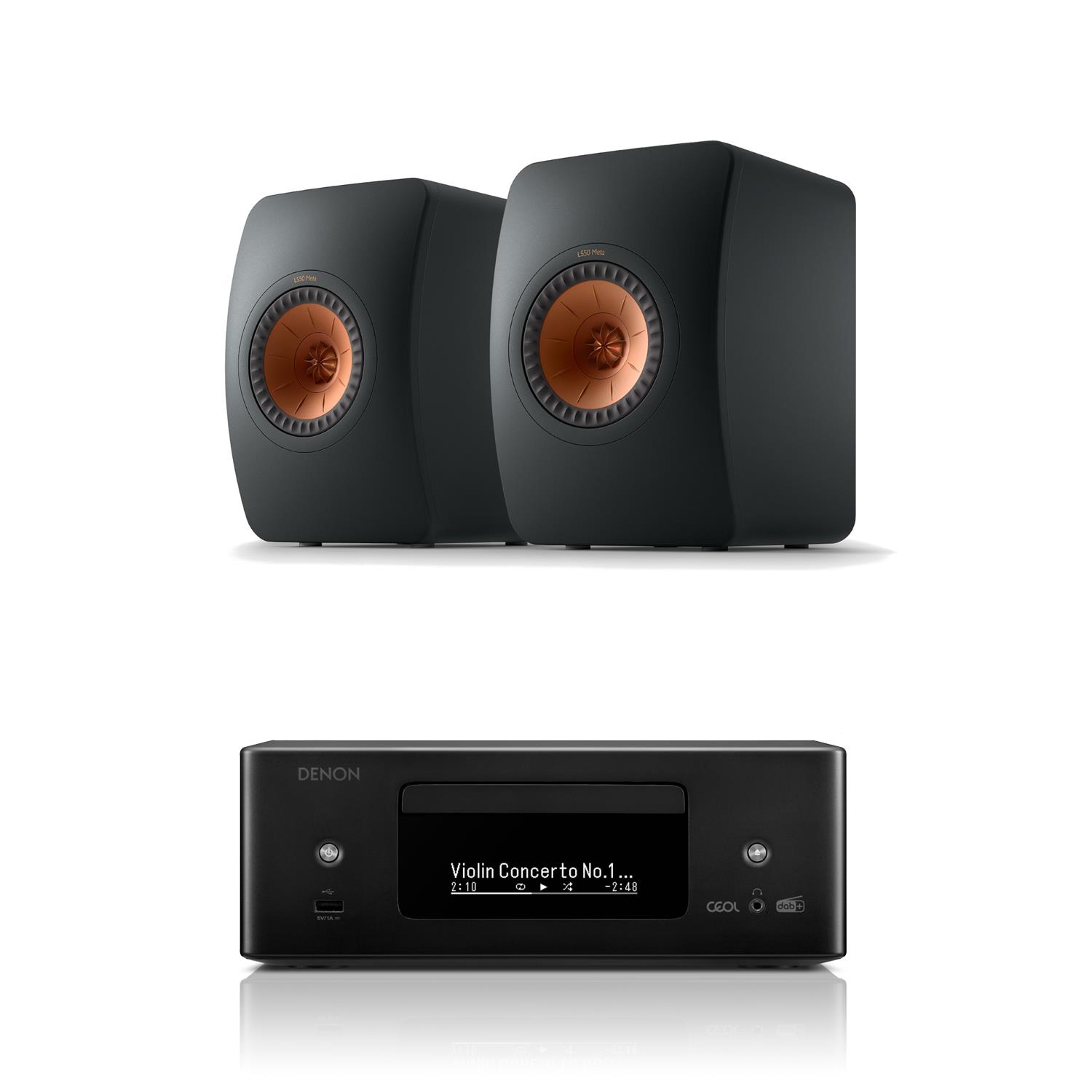Denon CEOL RCD-N12DAB CD/DAB/Streaming System KEF LS50 Meta Bookshelf Speakers