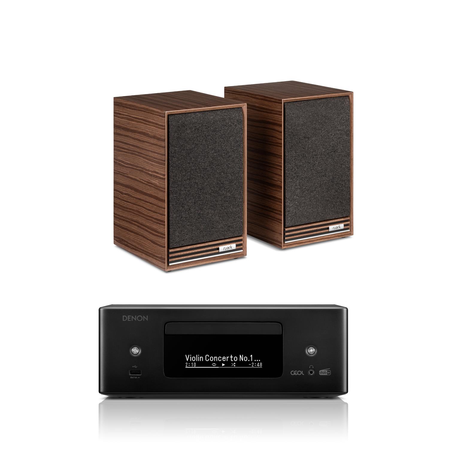 Denon CEOL RCD-N12DAB CD/DAB/Streaming System Ruark Audio Sabre-R Bookshelf Speakers