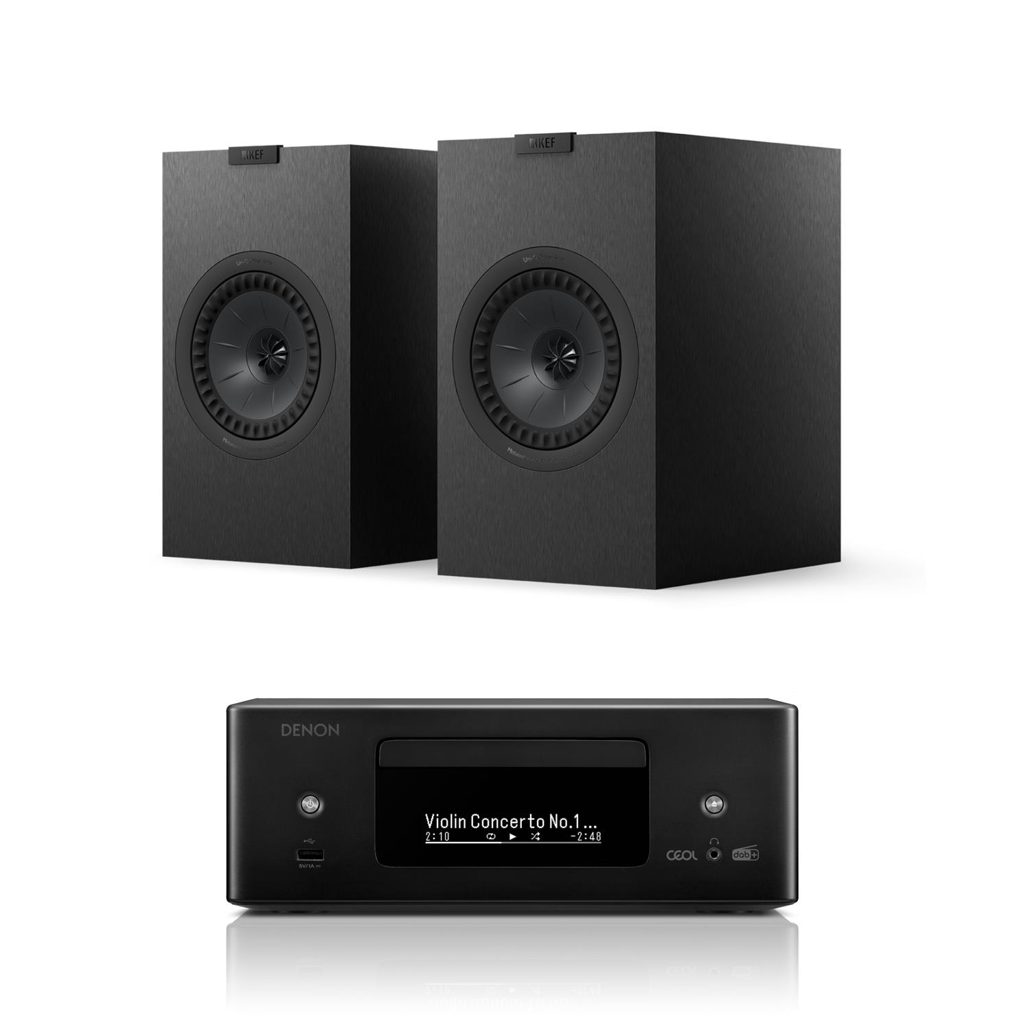 Denon CEOL RCD-N12DAB CD/DAB/Streaming System KEF Q3 Meta Bookshelf Speakers