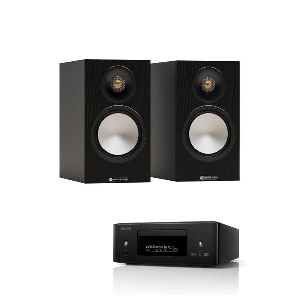 Denon CEOL RCD-N12DAB CD/DAB/Streaming System Monitor Audio Bronze 50 7G Bookshelf Speakers