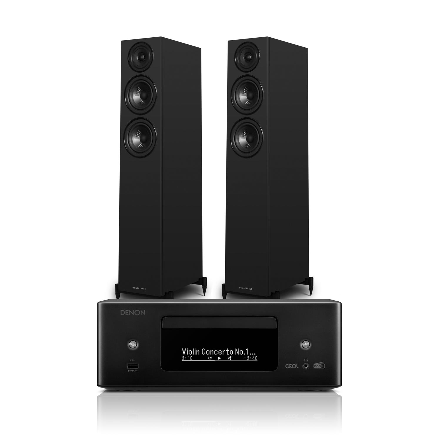 Denon CEOL RCD-N12DAB CD/DAB/Streaming System Wharfedale Diamond 12.3i Floorstanding Speakers