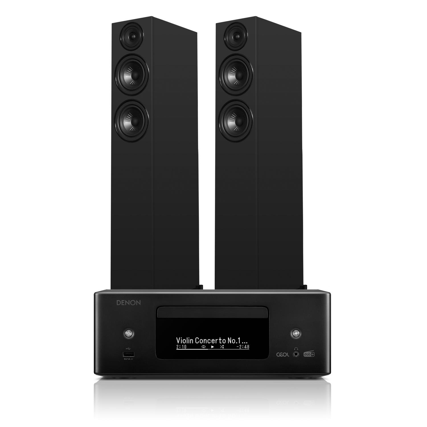 Denon CEOL RCD-N12DAB CD/DAB/Streaming System Wharfedale Diamond 12.4i Floorstanding Speakers