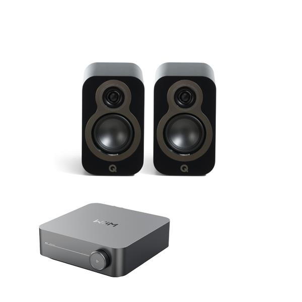 WiiM Amp Streaming Amplifier Q Acoustics 3010c Bookshelf Speakers