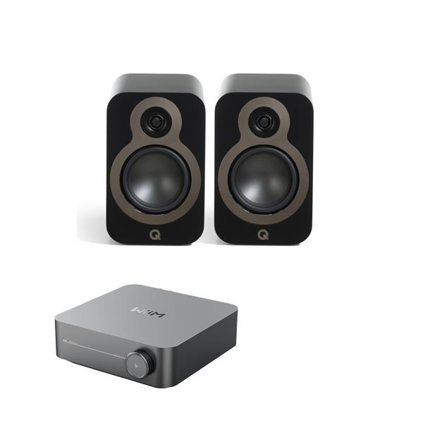 WiiM Amp Streaming Amplifier Q Acoustics 3020c Bookshelf Speakers
