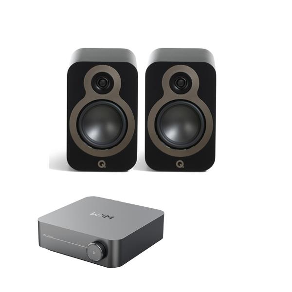 WiiM Amp Streaming Amplifier Q Acoustics 3030c Bookshelf Speakers