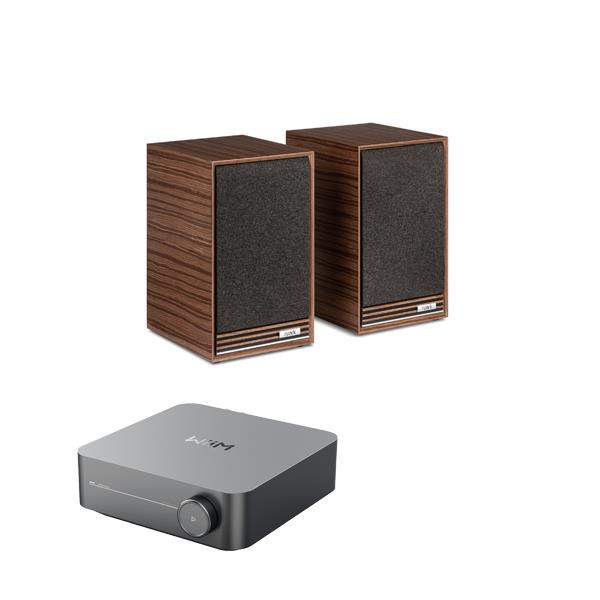 WiiM Amp Streaming Amplifier Ruark Audio Sabre-R Bookshelf Speakers