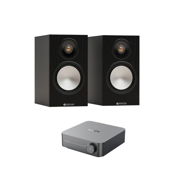 WiiM Amp Streaming Amplifier Monitor Audio Bronze 50 7G Bookshelf Speakers