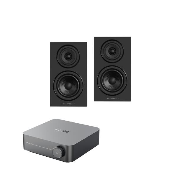 WiiM Amp Streaming Amplifier Wharfedale Diamond 12.1i Bookshelf Speakers
