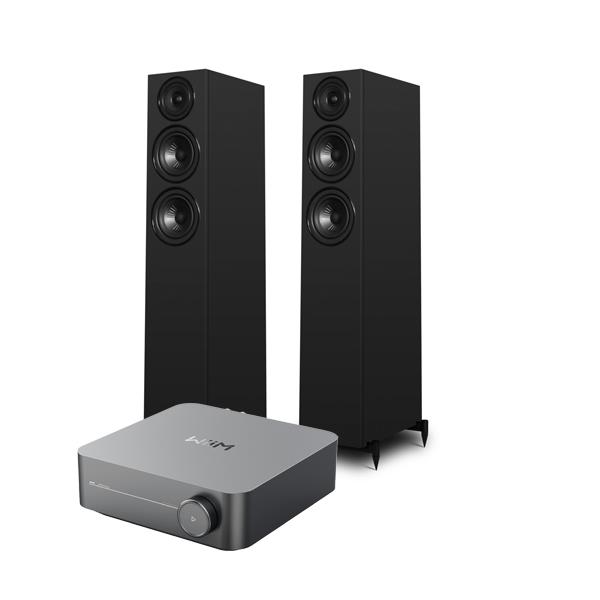 WiiM Amp Streaming Amplifier Wharfedale Diamond 12.3i Floorstanding Speakers
