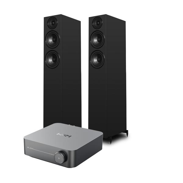 WiiM Amp Streaming Amplifier Wharfedale Diamond 12.4i Floorstanding Speakers