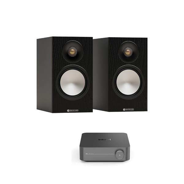WiiM Amp Pro Streaming Amplifier Monitor Audio Bronze 50 7G Bookshelf Speakers