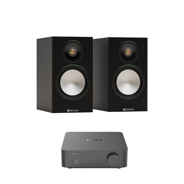 WiiM Vibelink Amp Monitor Audio Bronze 50 7G Bookshelf Speakers