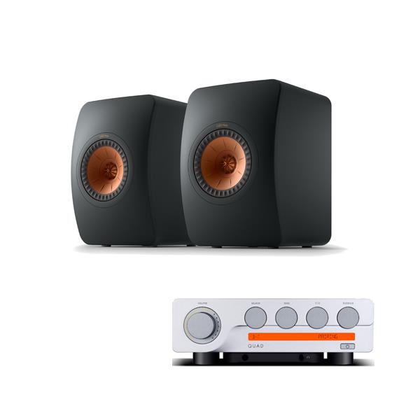 Quad 3 Integrated Amplifier KEF LS50 Meta Bookshelf Speakers