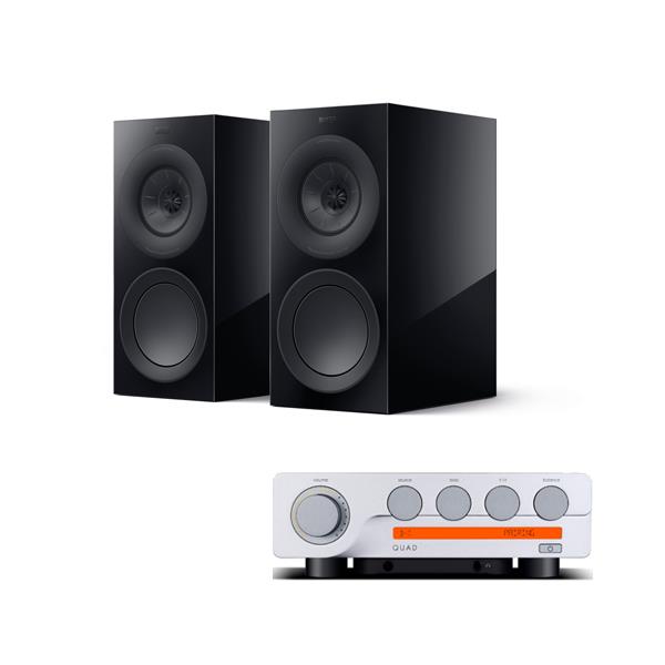 Quad 3 Integrated Amplifier KEF R3 Meta Bookshelf Speakers