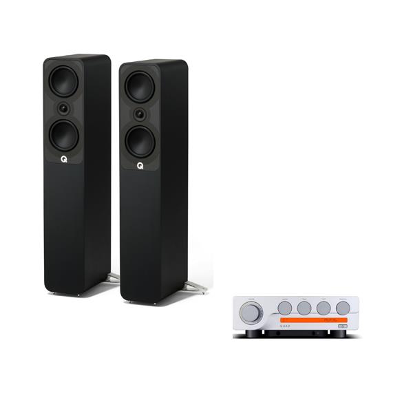 Quad 3 Integrated Amplifier Q Acoustics 5040 Floorstanding Speakers