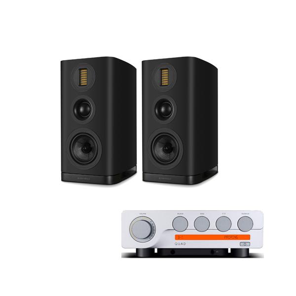 Quad 3 Integrated Amplifier Wharfedale EVO 5.2 Bookshelf Speakers