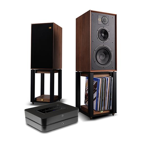 Bluesound POWERNODE (2025) Hi-Res Wireless Music Streamer / Amplifier Wharfedale LINTON Speakers with Wharfedale LINTON Stands