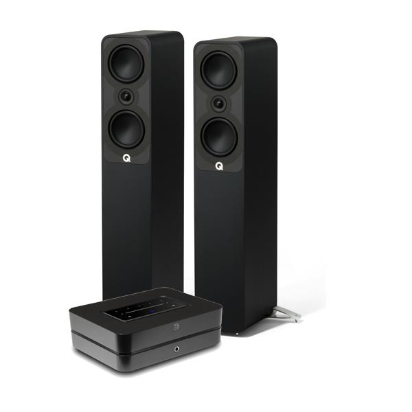 Bluesound POWERNODE (2025) Hi-Res Wireless Music Streamer / Amplifier Q Acoustics 5040 Floorstanding Speakers