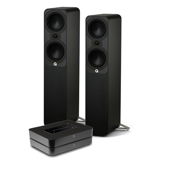Bluesound POWERNODE (2025) Hi-Res Wireless Music Streamer / Amplifier Q Acoustics 5050 Floorstanding Speakers