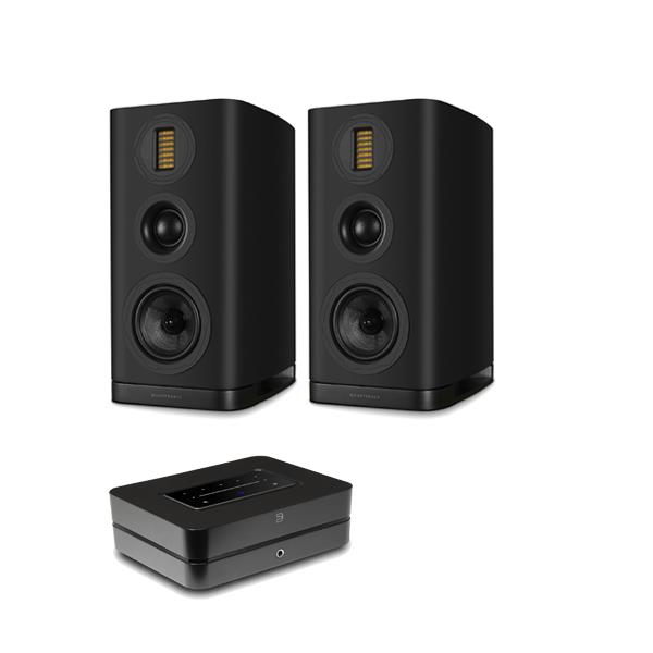 Bluesound POWERNODE (2025) Hi-Res Wireless Music Streamer / Amplifier Wharfedale EVO 5.2 Bookshelf Speakers