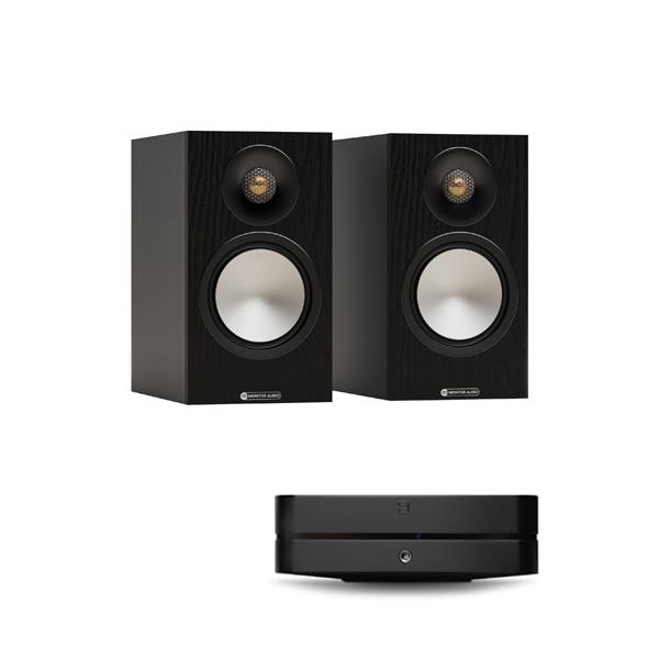 Bluesound POWERNODE (2025) Hi-Res Wireless Music Streamer / Amplifier Monitor Audio Bronze 50 7G Bookshelf Speakers