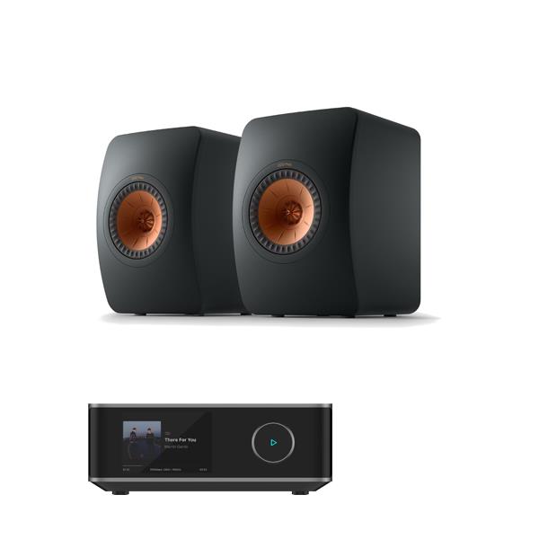 WiiM Amp Ultra Streaming Amplifier KEF LS50 Meta Bookshelf Speakers