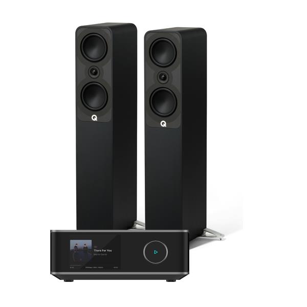 WiiM Amp Ultra Streaming Amplifier Q Acoustics 5040 Floorstanding Speakers