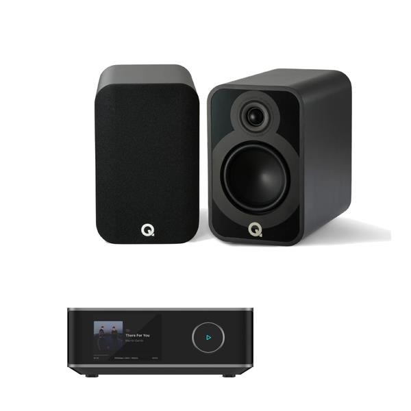 WiiM Amp Ultra Streaming Amplifier Q Acoustics 5020 Bookshelf Speakers