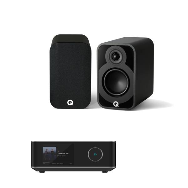 WiiM Amp Ultra Streaming Amplifier Q Acoustics 5010 Bookshelf Speakers