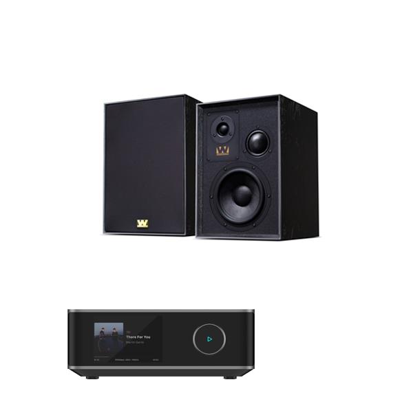 WiiM Amp Ultra Streaming Amplifier Wharfedale Super Denton Bookshelf Speakers