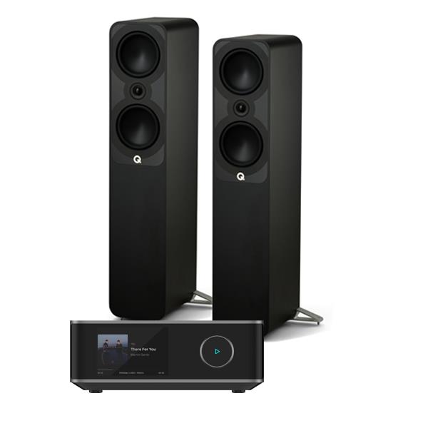 WiiM Amp Ultra Streaming Amplifier Q Acoustics 5050 Floorstanding Speakers