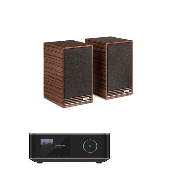 WiiM Amp Ultra Streaming Amplifier Ruark Audio Sabre-R Bookshelf Speakers