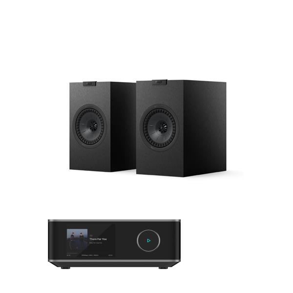 WiiM Amp Ultra Streaming Amplifier KEF Q1 Meta Bookshelf Speakers
