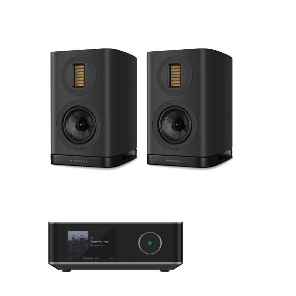 WiiM Amp Ultra Streaming Amplifier Wharfedale EVO 5.1 Bookshelf Speakers