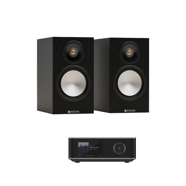 WiiM Amp Ultra Streaming Amplifier Monitor Audio Bronze 50 7G Bookshelf Speakers
